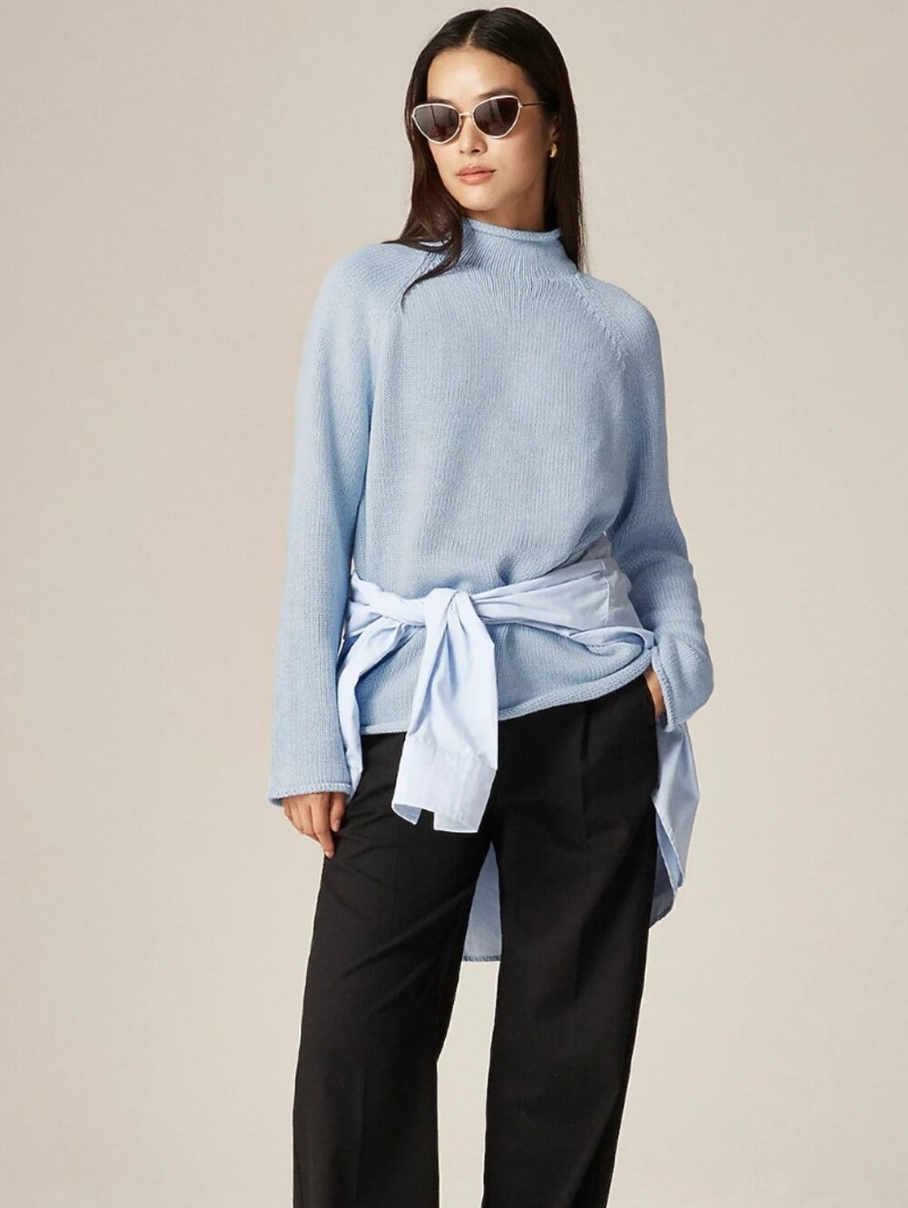 J. Crew Light Blue Cowl-Neck Sweater